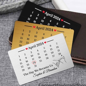 Personalized Day We Became Us Metal Card, Wallet Card Special Date Gift, Valentine Keepsake Gift for Boyfriend, Girlfriend, Husband, Wife