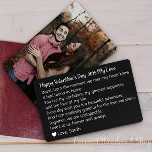 To My Soulmate, Valentines Day Card, Romantic Card for Boyfriend Girlfriend, Anniversary Metal Wallet Card, Romantic Anniversary Card