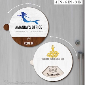 Rotating & Spinning Office Sign with Custom Messages, Customizable Office Door Spin Sign, Do not disturb/ In a meeting Door Sign
