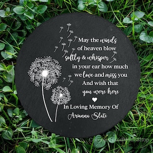 Memorial Garden Stone, May The Winds Of Heaven Blow Softly, Slate Grave Marker, Loss of a Loved One, Remembrance Stone, Memorial Gift