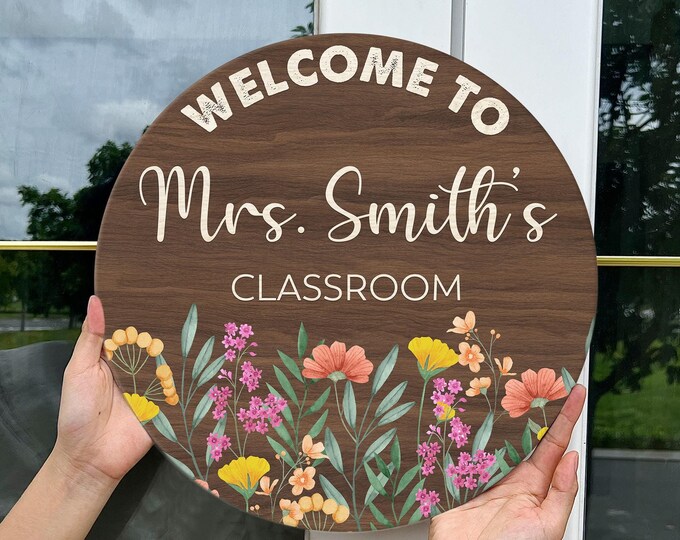 Personalized Classroom Wooden Sign, Custom Teacher Door Sign, Teacher ...