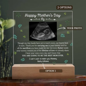 Personalized Baby Ultrasound Photo Acrylic Plaque, Custom Plaque LED Light for Mom from Baby Bump, First Mothers Day Gift Ideas
