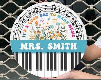 Custom Music Teacher Door Hanger, Music Teacher Gift, Music Name Sign, Music Classroom Hanger, Teacher Appreciation Week Gift Ideas