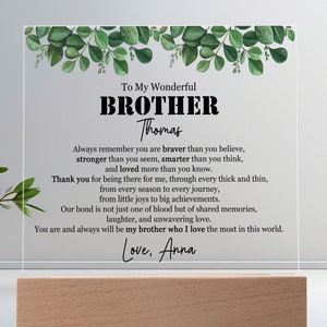 Sentimental Plaque Gift For Brother, Personalized Gift For Brother From Sister, Sister To Brother Plaque Keepsake, 2024 Brother Gifts Ideas