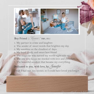 Personalized Couple LED Plaque, Boyfriend Gift for Valentine’s Day, Custom Couple Photo Plaque, Anniversary Gift for Him or Husband