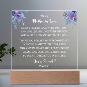 Personalized Mother of the Groom Gift Plaque, Mother of the Groom Gift, Mother in Law Gift, Wedding Keepsake Gifts for Mother of the Groom