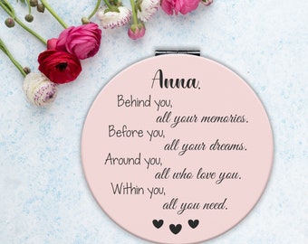 Personalized Mirror For Girl, Girl's Graduation Gift, Girl's Birthday Gift, Motivation Gift, Mirrored Compact For Her, Useful Gift For Girl