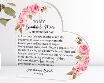 Personalized Mother of the Bride Gift from Daughter, Custom Acrylic Plaque for Bride Mother, Wedding Keepsake Gifts for Mother of the Bride