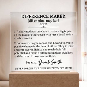 Personalized Plaque For Difference Maker, Difference Maker Gift From Colleague, Leader Gift Plaque, Retirement Gift For Coworker