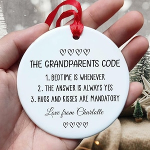 Personalized Grandparents Christmas Ornament, The Grandparents Code Ornament, Gift From Grandchild, Grandparents Christmas Gift Keepsake