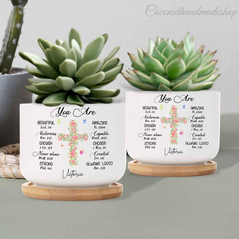Custom Bible Verse Plant Pot Gift With Name, Inspirational Bible Verse ...