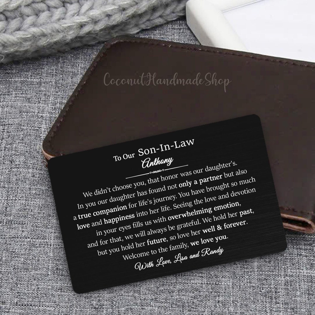 Son in Law Gift on Wedding Day Wallet Insert Card, Personalized Gift ...