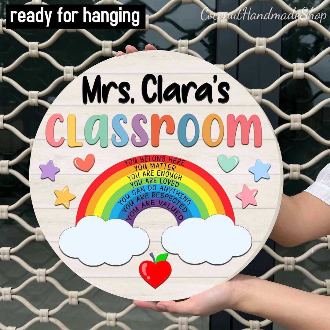 Personalized 3D Teacher Door Hanger, Custom Teacher Name Sign ...