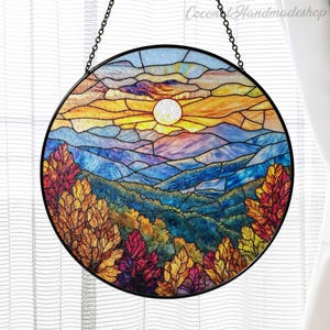 Blue Ridge Mountains Glass Suncatcher, Blue Ridge Mountains Glass Art, Mountain Window Hangings, Suncatcher Traveler Gift, Nature Lover Gift