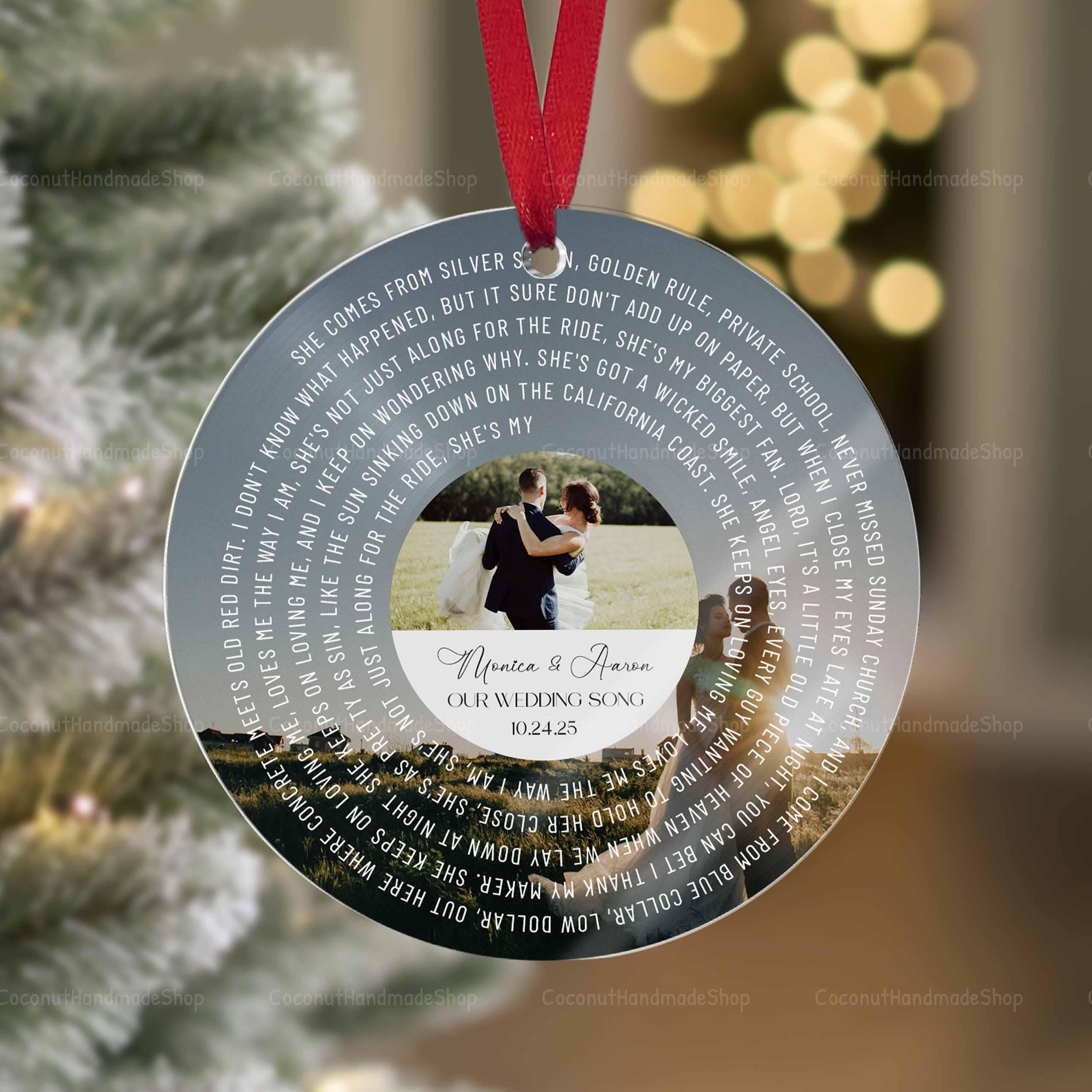 Personalized Lyrics Ornament, Custom Wedding First Dance Song