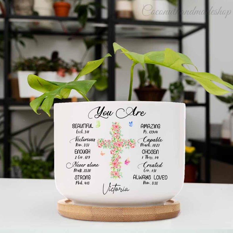 Custom Bible Verse Plant Pot Gift With Name, Inspirational Bible Verse ...