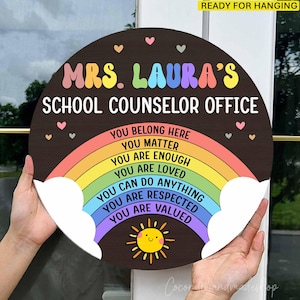 Guidance Counselor Door Sign, School Counselor Office Sign, School Psychologists Gift, Rainbow Classroom Decor, Teacher Appreciation Gift