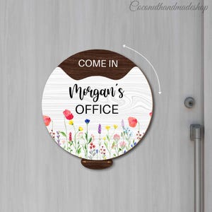 Rotating & Spinning Office Sign with Custom Messages, Personalized Door Sign with Not Disturb. Please Knock. In A Meeting. Come In