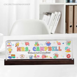 Behavioral Consultant Gift, Custom Desk Name Plate for BCBA ABA Therapist, Name Sign for ABA Team Gift, Behavior Therapist Appreciation