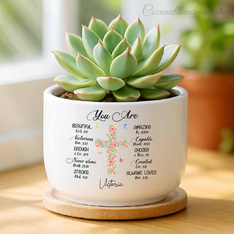 Custom Bible Verse Plant Pot Gift With Name, Inspirational Bible Verse ...