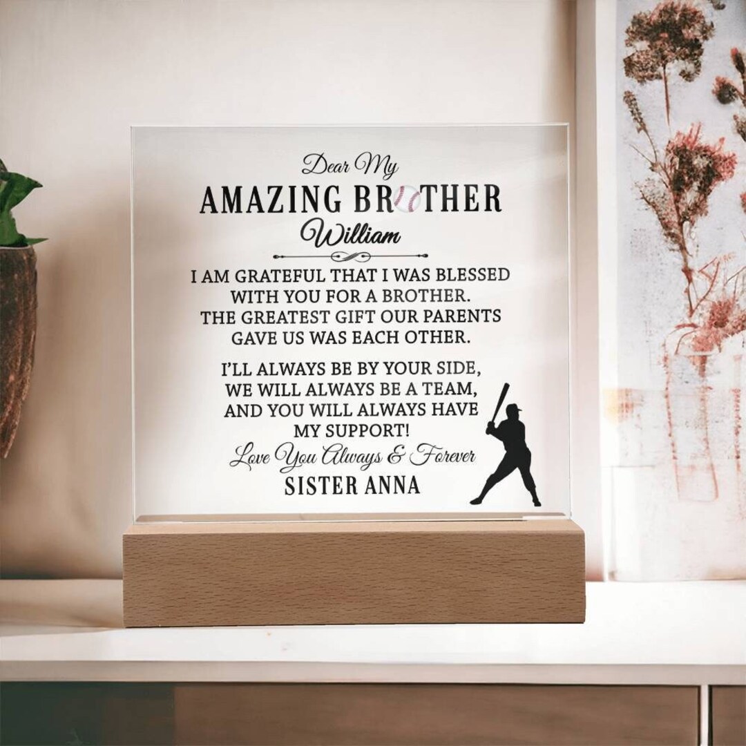 Personalized Gift for Brother From Sister, Custom Baseball Plaque for ...