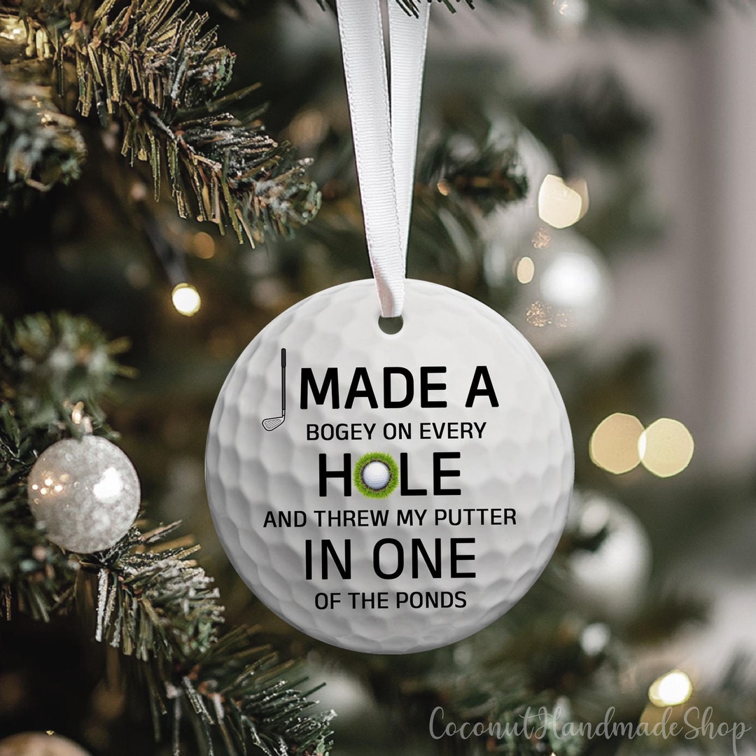 Golf Ball Christmas Ornament, Ceramic Xmas Ornament for Golfer