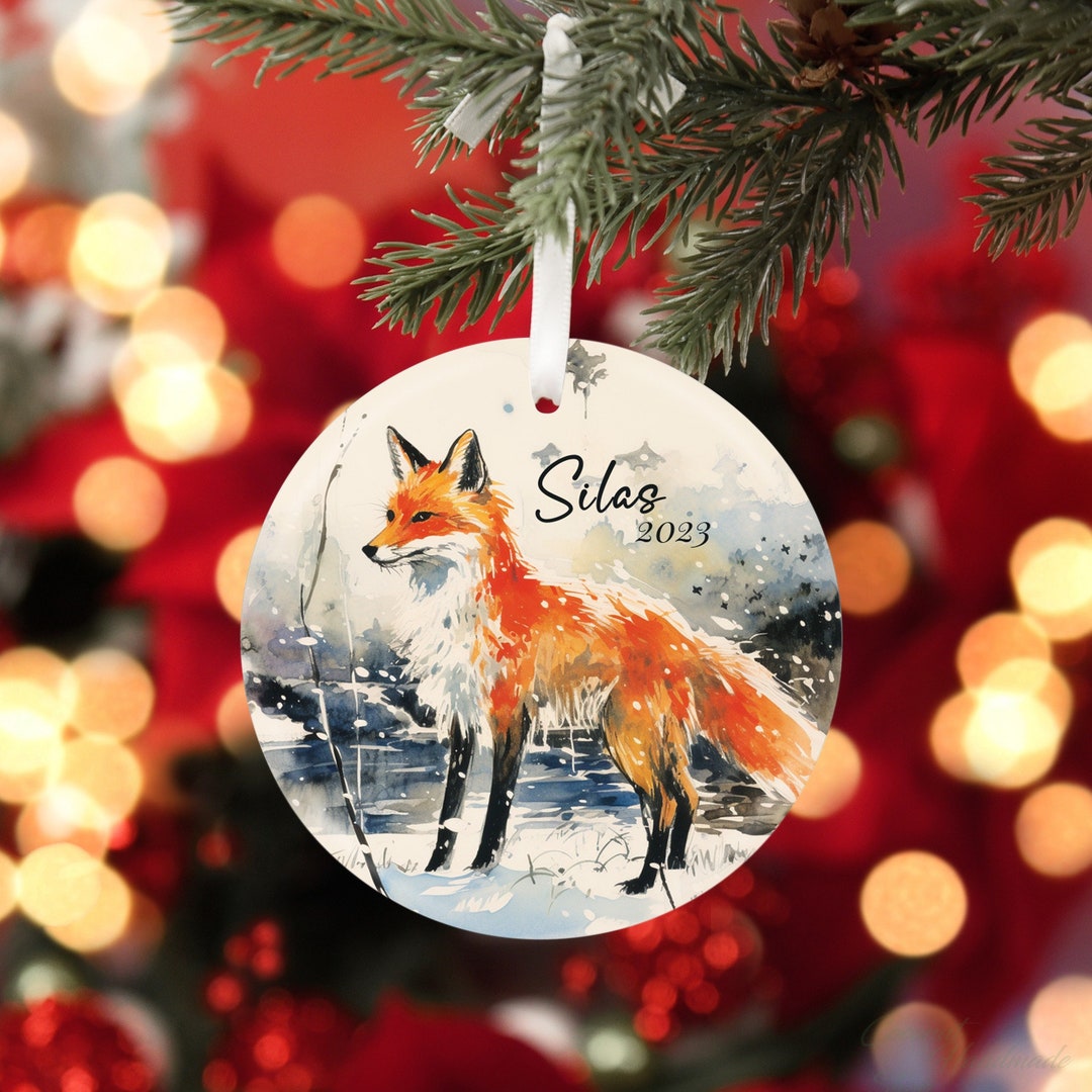 Custom Fox Ornament Fox Christmas Ornament Personalized Fox Etsy