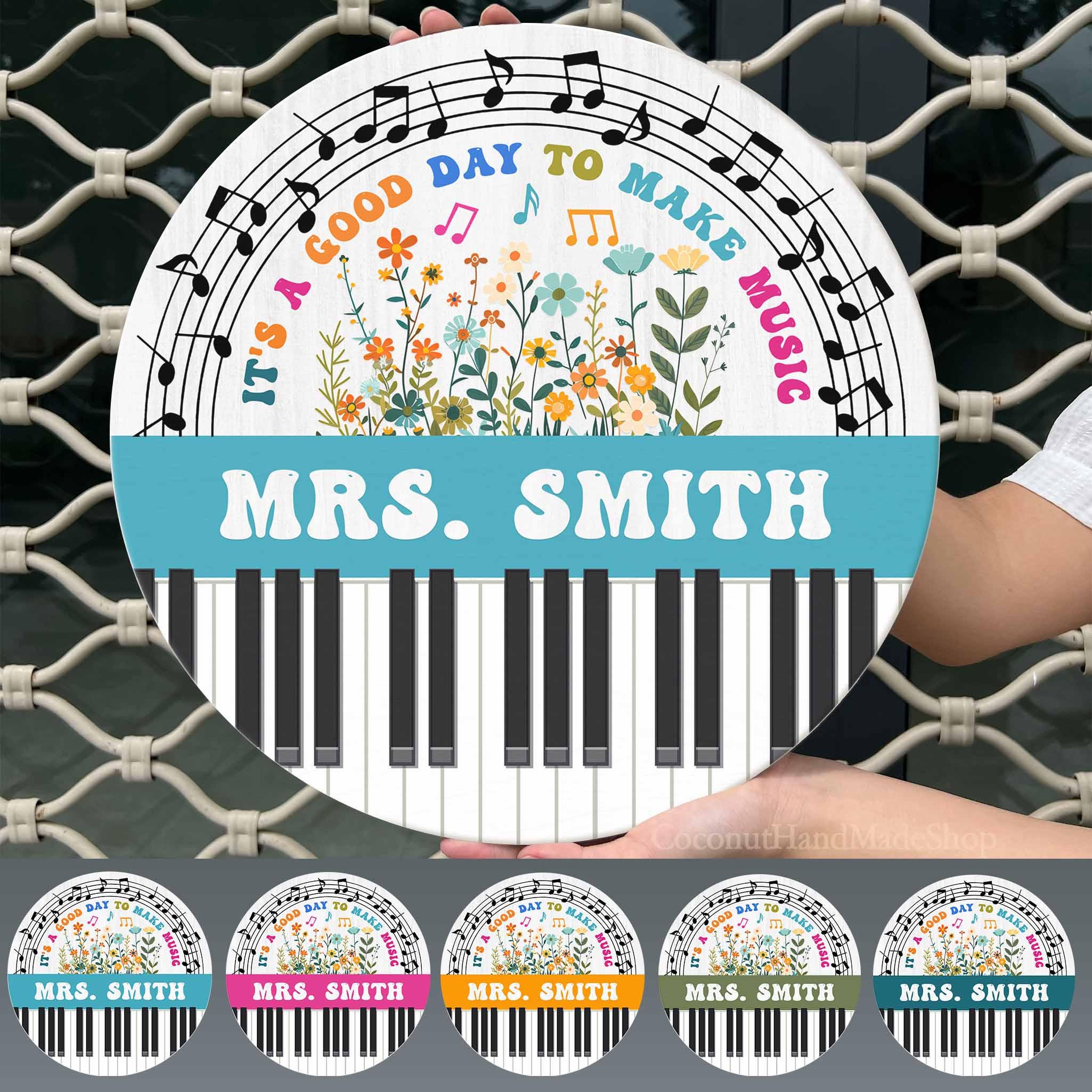 Custom Music Teacher Door Hanger, Music Teacher Gift, Music Name Sign, Music Classroom Hanger, Teacher Appreciation Week Gift Ideas