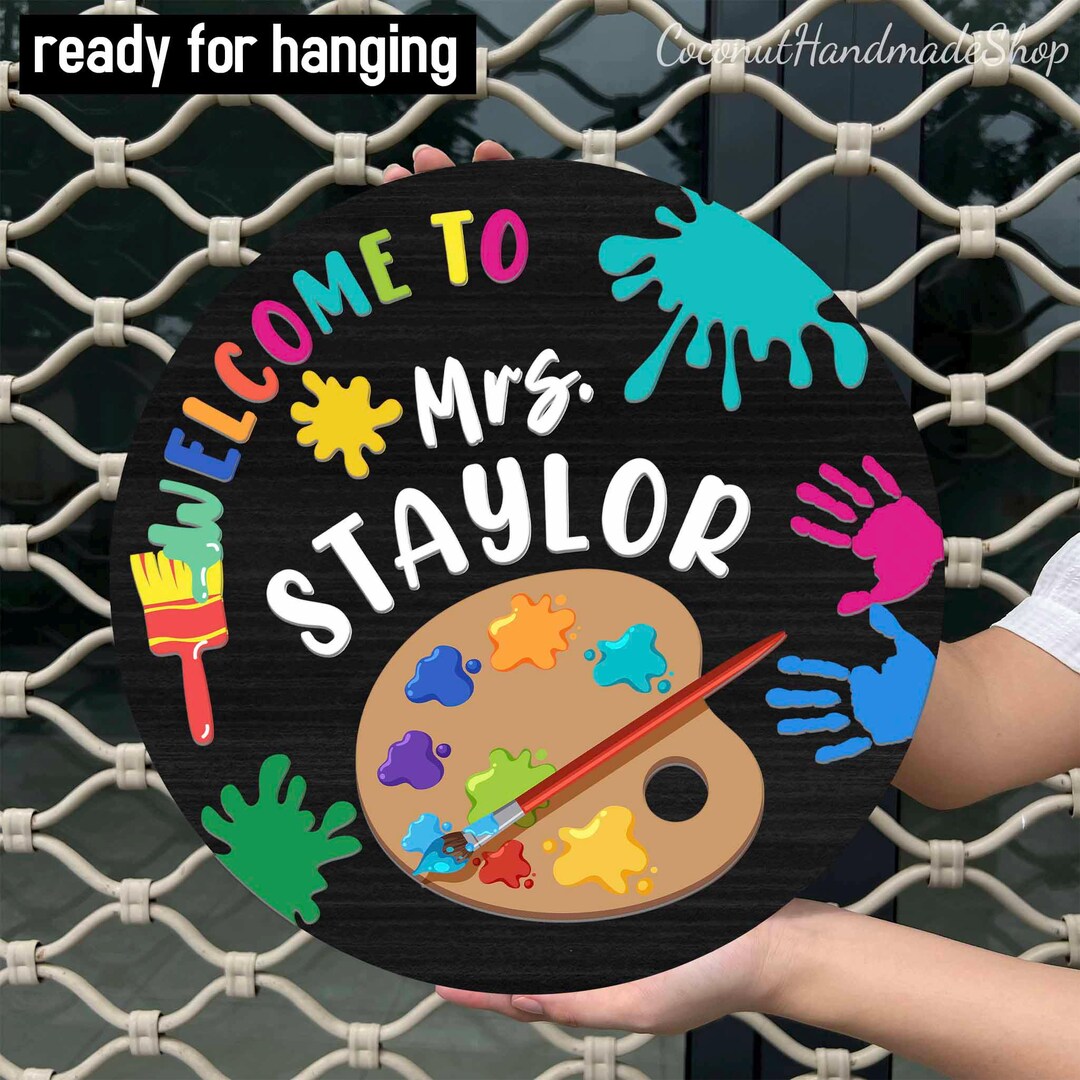 3D Personalized Art Teacher Door Sign, 2 Layers Art Teacher Door Hanger ...