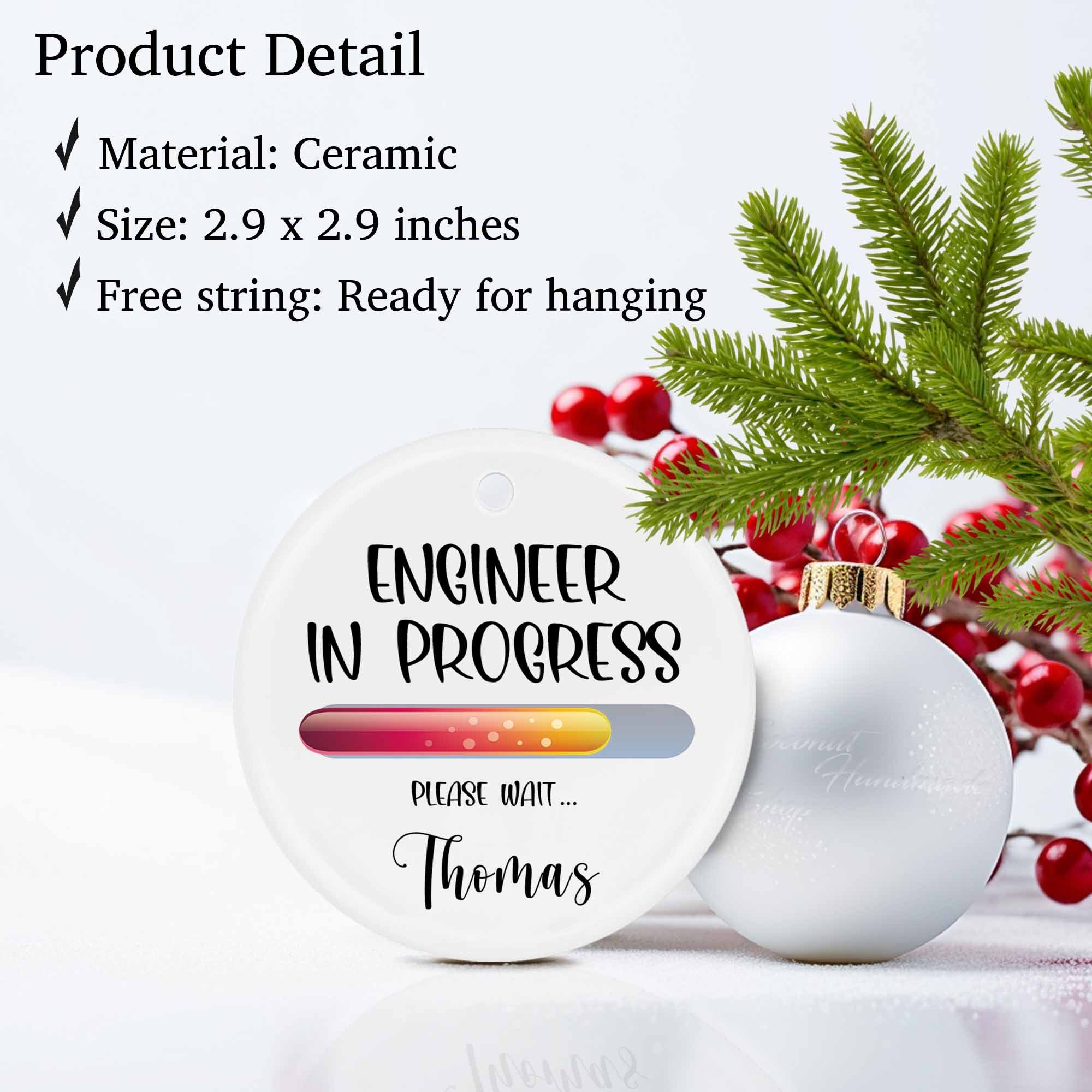 Engineer in Progress Ornament, Personalized Engineer Graduation Gift