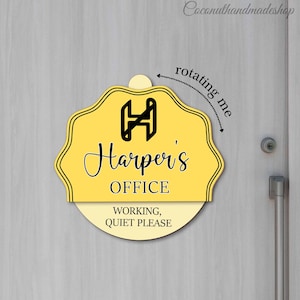 Personalized Work From Home Privacy Sign, Office Door Sign Gift For Coworkers, Wood Custom Do Not Disturb, Please Knock/In A Meeting