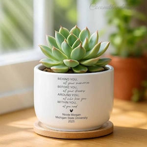 Behind You Ceramic Plant Pot, Graduation Planter, Personalized Graduation Succulent Planter, Mini Pot Graduation Gift for Daughter/ Son