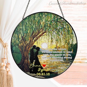 9th Anniversary Willow Glass Suncatcher, 9th Anniversary Gift, Willow Tree 9 Year Anniversary Gift, Willow Wedding Anniversary Gift