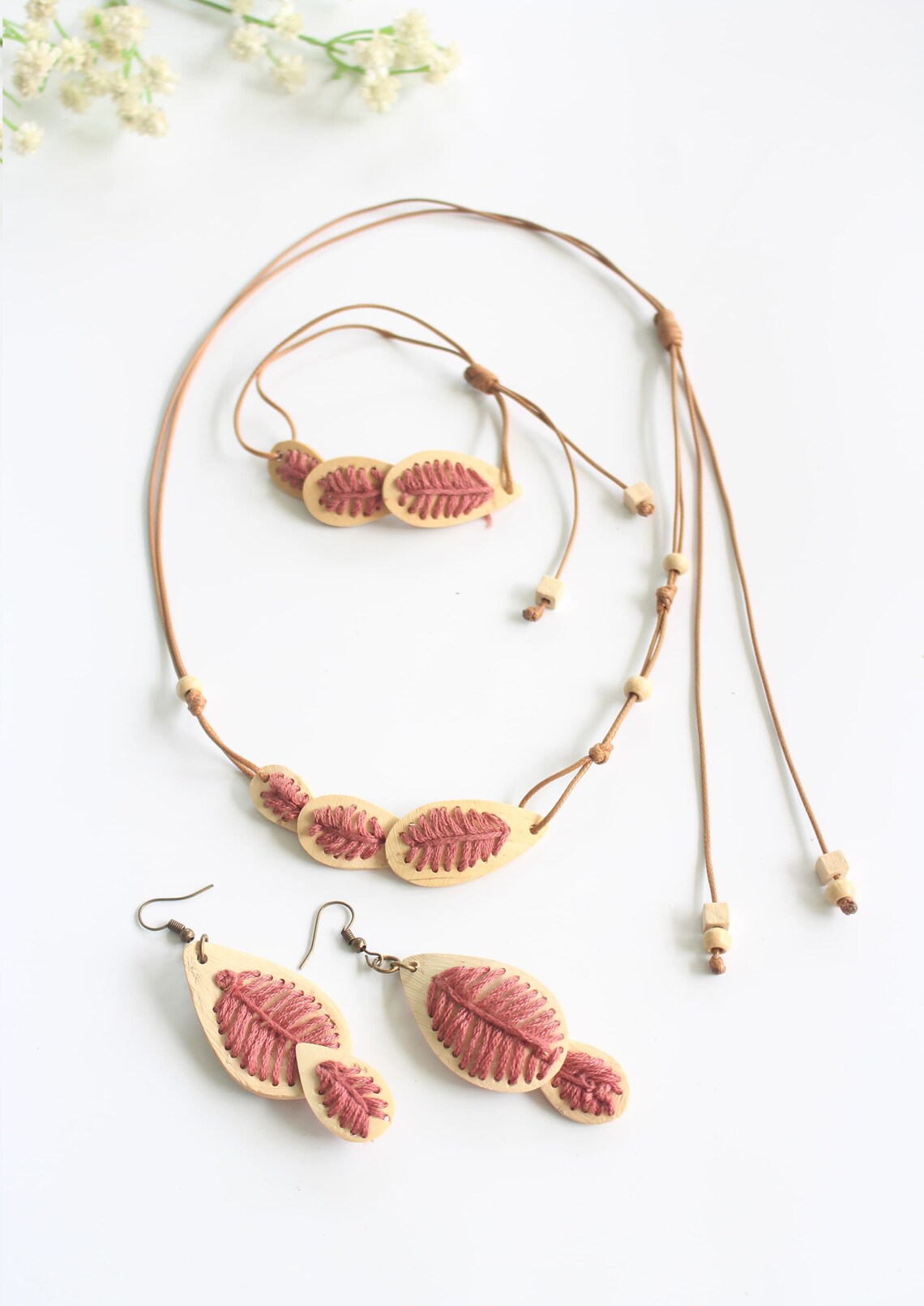 Coconut jewelry set/ Coconut necklace earrings bracelet/ Etsy