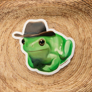 Cowboy Frog Sticker | Frog Sticker | Cute Frog Sticker | Cowboy Frog Bumper Sticker