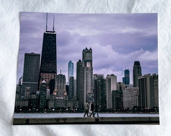 Purple Chicago Evening Photography Matte Art Wall Print