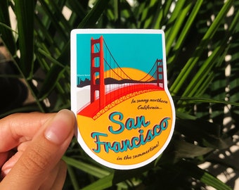 Retro San Francisco California Sticker | California Sticker | Golden Gate Bridge Sticker | Travel Sticker | San Francisco Bumper Sticker