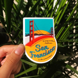 Retro sticker van San Francisco Californië | Californië-sticker | Golden Gate Bridge-sticker | Reissticker | Bumpersticker van San Francisco