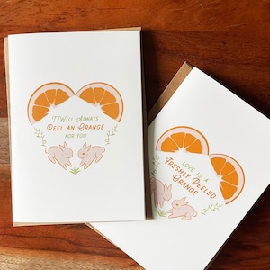 Orange Valentinstag Karte | Valentinstag Karte | Orangenschale | Niedliche Valentinstag Karte