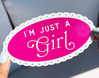 I'm Just A Girl Autoaufkleber: Rosa Spitzenborte