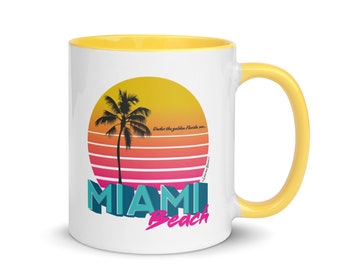 Retro Miami Beach Coffee Mug: Colorful Ceramic Mug