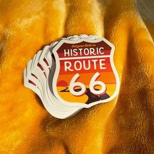 Retro Route 66 Vinyl Sticker | Travel Sticker | Roadtrip Sticker | Car Sticker | Car Decal