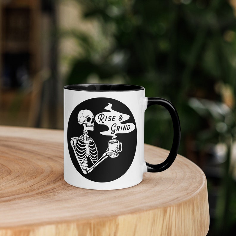 Rise and Grind Skeleton Coffee Mug | Skeleton Mug | Coffee Mug Funny