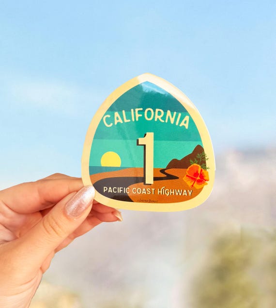 Retro PCH 1 California Sticker | Pacific Coast Highway Sticker | PCH Sticker