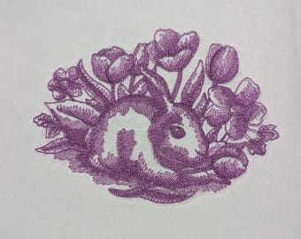 Organza Easter Bunny Doily, Embroidered Tulip Candle Mat, Spring Rabbit Table Mat, Sheer Floral Coaster, Bunny Applique Patch