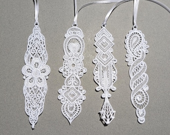 FSL Fancy Lace Bookmark, Ornament or Gift Tag - Choose Style, Length and Color