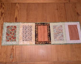 Scrappy Cotton Quilted Table Runner: Country Dresser Decor (11" x 38")