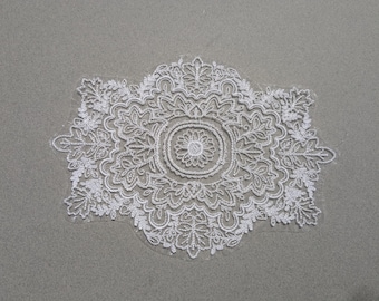 Embroidered Organza Doily, Vintage Lace Candle Mat, Victorian Table Mat, Sheer Lacy Applique, Wedding Favor, Small Delicate Coaster
