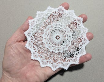 Cobweb Lace Coaster Doily Mug Rug, Gothic Wedding Decor, Spooky Halloween Tableware, Lace Spiderweb Ornament, Goth Applique Crafting