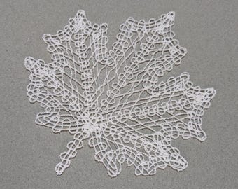 Lace Maple Leaf Ornament, Free Standing Lace Decor, FSL Autumn Rearview Mirror Charm, Fall Gift Tag, Thanksgiving Accent